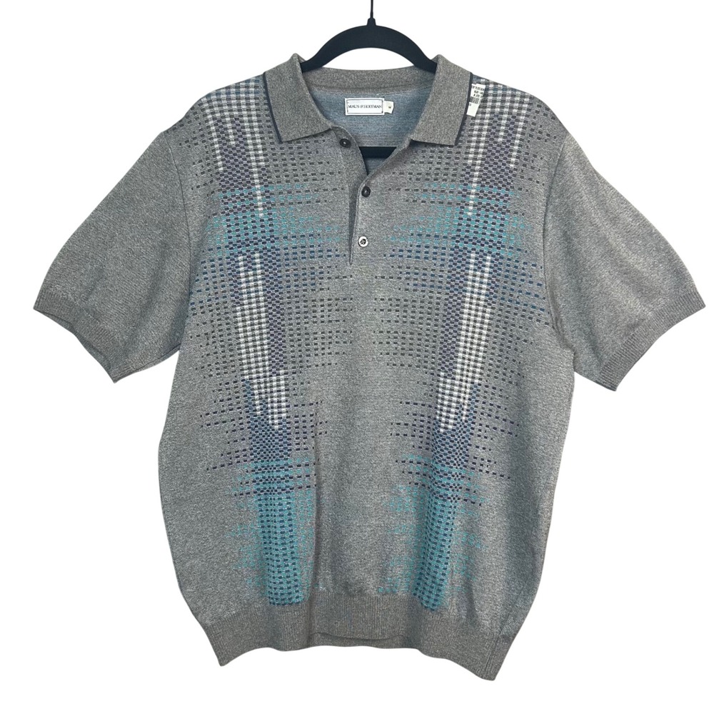 Maus & Hoffman Polo Sweater Mens Medium Preppy Gentleman Jacquard Knit USA NWT